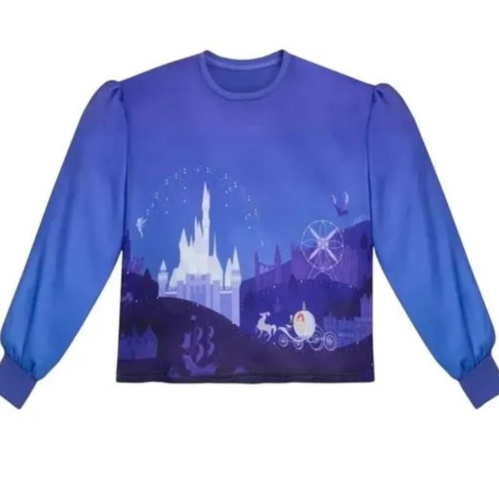 Her universe Walt Disney world Cinderella castle blue sweatshirt long sleeve sm - Picture 2 of 9